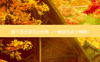 腋下激光脱毛的价格（一般脱毛多少钱啊）
