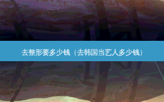 去整形要多少钱（去韩国当艺人多少钱）