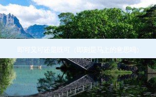即可又可还是既可（是马上的意思吗）