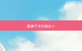 隆鼻手术价格多少