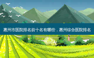 惠州市医院排名前十名有哪些，惠州综合医院排名