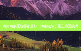 海南疤痕医院哪家 *** ，海南疤院长是正规医院吗