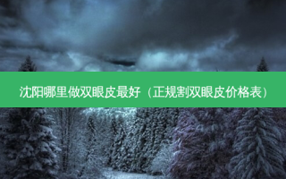 沈阳哪里做双眼皮好（正规割双眼皮价格表）